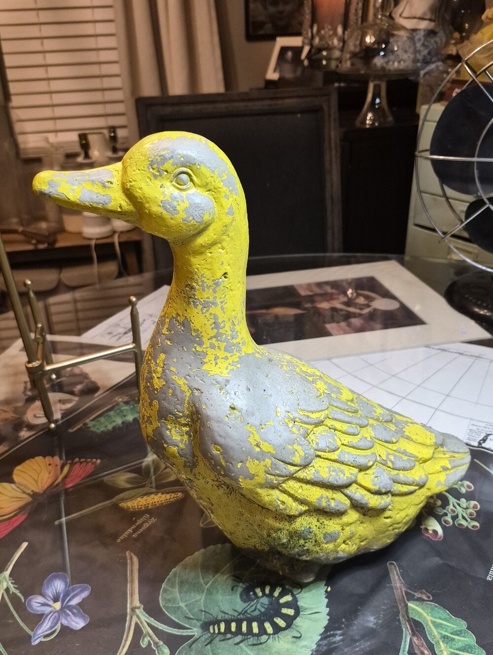 VINTAGE Yellow Painted Decorative Duck Statue - Home Accents